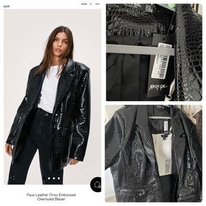 Nasty Gal Faux Leather Croc Oversized Blazer